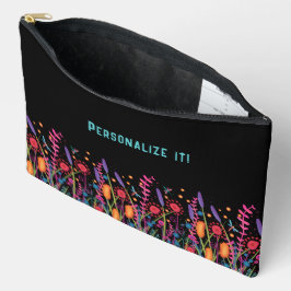 Fun Wildflower Zwart Bloemen Aangepaste naam Etui