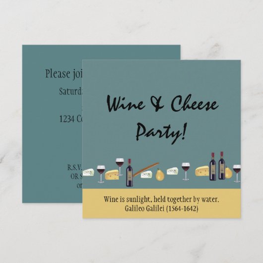Fun Wine and Cheese Party-with Quote Kaart (Voorkant / Achterkant)