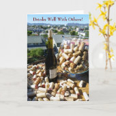 Fun Wine Lovers Greeting Card! Kaart (Gele Bloem)