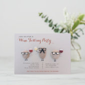 Fun Wine Tasting Party Invitations Rock Gepersonal Kaart (Staand voorkant)