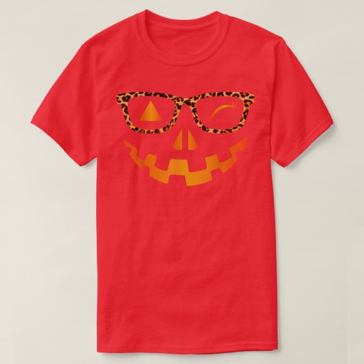 Fun Wink Face Pumpkin JackOLantern Leopard Glasses T-shirt (Design voorkant)