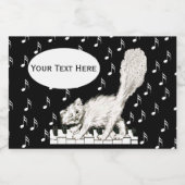 Fun Winking White Cat Piano Keys Muzieknoten Voedselcontainer Etiket (Enkel label)