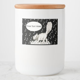 Fun Winking White Cat Piano Keys Muzieknoten Voedselcontainer Etiket
