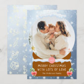 Fun Winter Merry Kerstwinter Wereldbol Fotokaart Kaart (Voorkant / Achterkant)