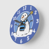 Fun Winter Snowman Cartoon Design. Ronde Klok (Hoek)