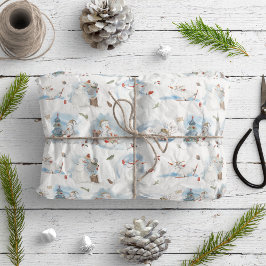 Fun Winter Snowman Kinder Cartoon kerstpatronen Cadeaupapier