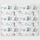 Fun Winter Snowman Kinder Cartoon kerstpatronen Cadeaupapier (Vlak)