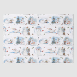 Fun Winter Snowman Kinder Cartoon Pattern Tissuepapier