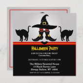 Fun Witchy Halloween Party Invitation Kaart (Voorkant / Achterkant)