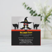 Fun Witchy Halloween Party Invitation Kaart (Staand voorkant)