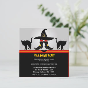 Fun Witchy Halloween Party Invitation Kaart