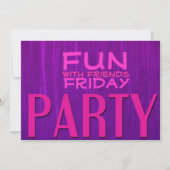 Fun with Friends Pink Paarse Party Invitations Kaart (Voorkant)