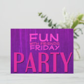 Fun with Friends Pink Paarse Party Invitations Kaart (Staand voorkant)