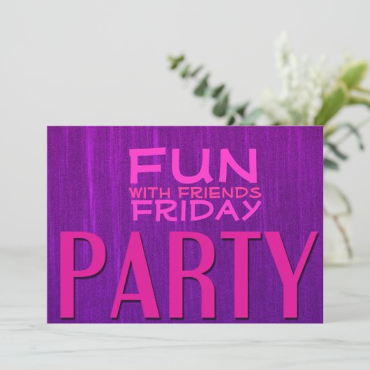 Fun with Friends Pink Paarse Party Invitations Kaart (Staand voorkant)