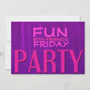 Fun with Friends Pink Paarse Party Invitations Kaart