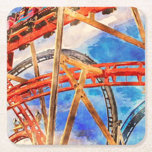 fun with roller coaster tote bag kartonnen onderzetters (Voorkant)