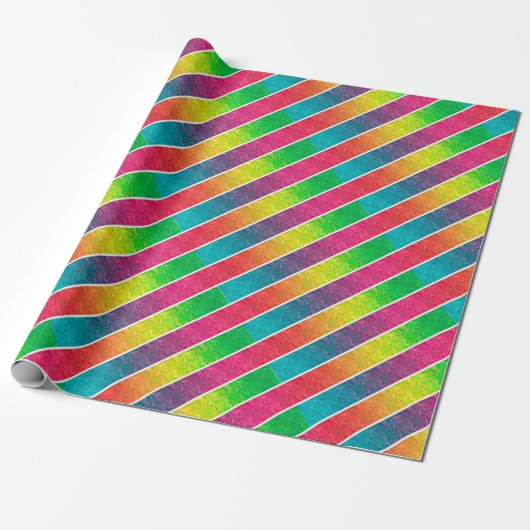 [Fun with Stripes] Patroon #1 Geometrische regenbo Cadeaupapier (Uitgerold)