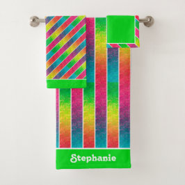 [Fun with Stripes] Patroon #1 Regenbooggeometrisch Bad Handdoek