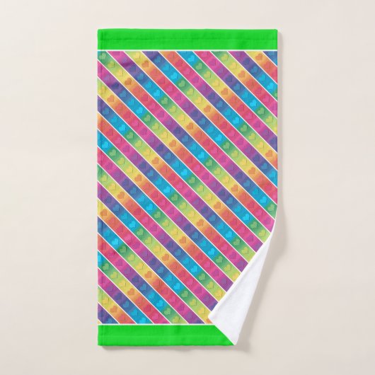 [Fun with Stripes] Patroon #6a Regenboogharten Bad Handdoek (Handdoek)