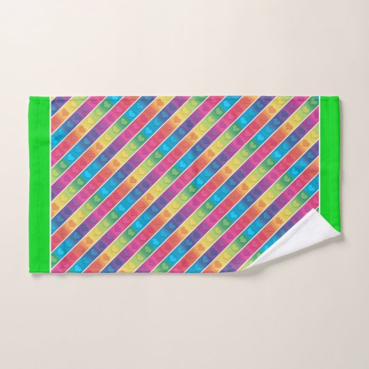 [Fun with Stripes] Patroon #6a Regenboogharten Bad Handdoek (Handdoek)