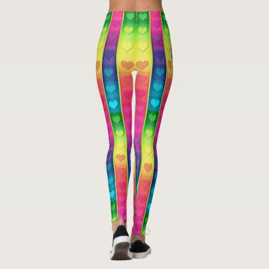 [Fun with Stripes] Patroon #6b Rainbow Hearts Leggings (Achterkant)
