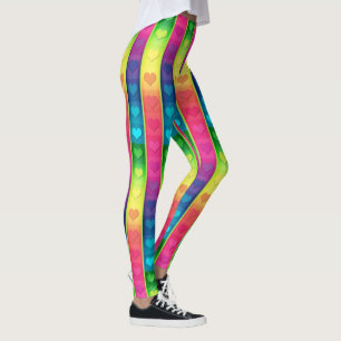 [Fun with Stripes] Patroon #6b Rainbow Hearts Leggings