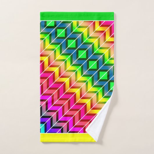 [Fun with Stripes] Patroon #7a Regenbooggeometrisc Bad Handdoek (Handdoek)