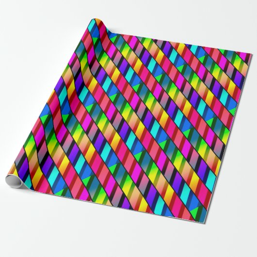 [Fun with Stripes] Patroon #7b Mosaic Rainbow Cadeaupapier (Uitgerold)