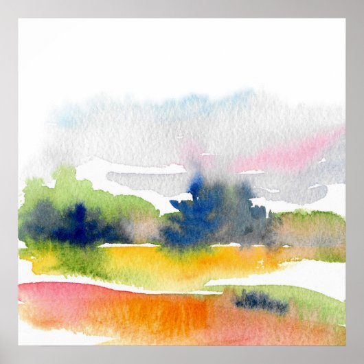 'Fun with Waterverf Brushstrokes' Abstract Poster (Voorkant)