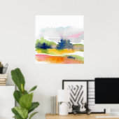 'Fun with Waterverf Brushstrokes' Abstract Poster (Thuiskantoor)
