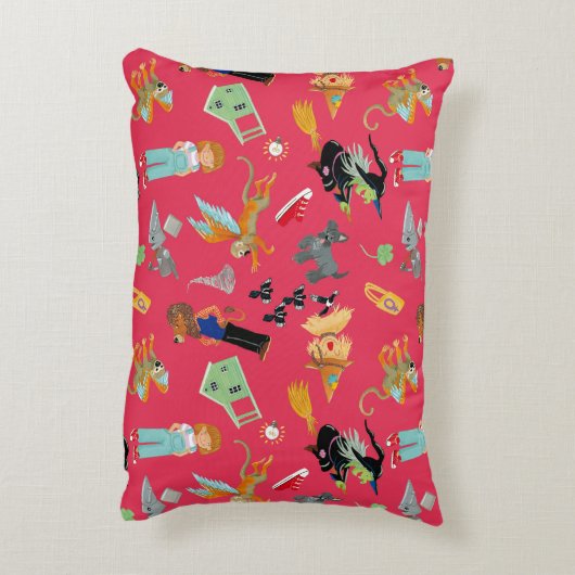 Fun Wizard of Oz on red children's design Accent Kussen (Achterkant (Verticaal))