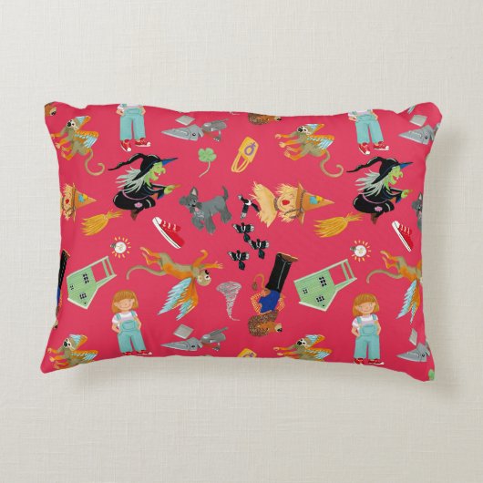 Fun Wizard of Oz on red children's design Accent Kussen (Achterkant)