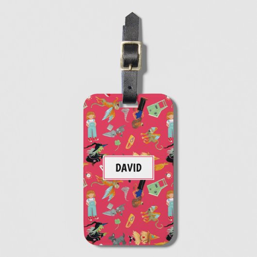 Fun Wizard of Oz on red children's design Bagagelabel (Voorkant (verticaal))