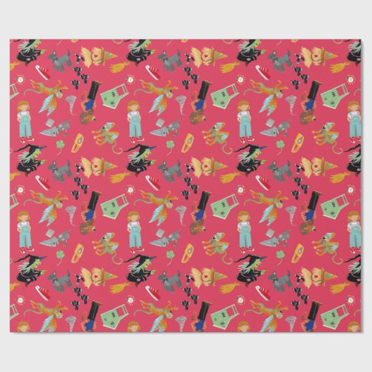 Fun Wizard of Oz on red children's design Cadeaupapier (Vlak)