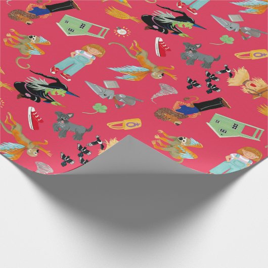 Fun Wizard of Oz on red children's design Cadeaupapier (Hoek)