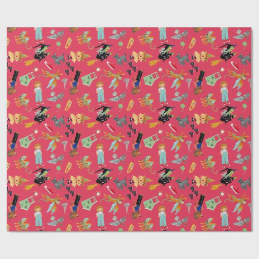 Fun Wizard of Oz on red children's design Cadeaupapier (Vlak)