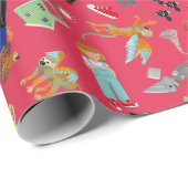 Fun Wizard of Oz on red children's design Cadeaupapier (Rol Hoek)