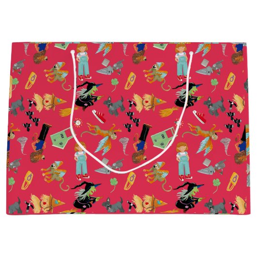 Fun Wizard of Oz on red children's design Groot Cadeauzakje (Voorkant)