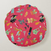 Fun Wizard of Oz on red children's design Rond Kussen (Achterkant)