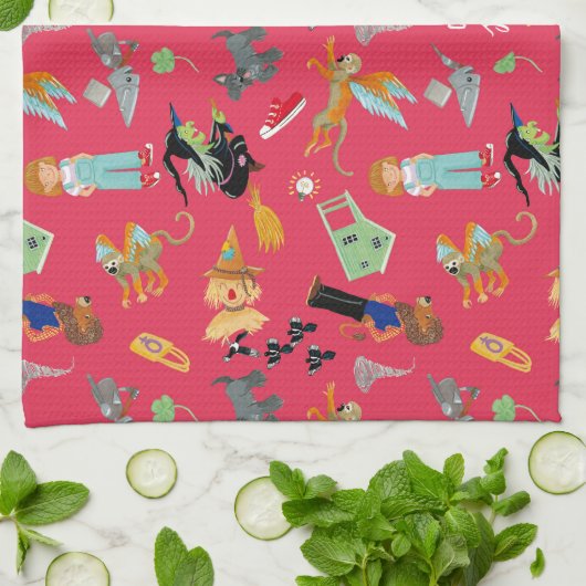 Fun Wizard of Oz on red children's design Theedoek (Gevouwen)