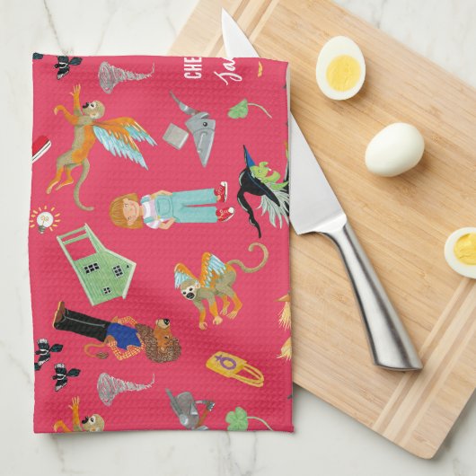 Fun Wizard of Oz on red children's design Theedoek (Quarter Fold)