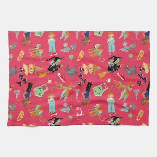 Fun Wizard of Oz on red children's design Theedoek (Horizontaal)