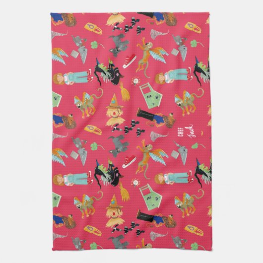 Fun Wizard of Oz on red children's design Theedoek (Verticaal)