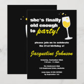 Fun Woman's Black 21st Birthday Kaart (Voorkant / Achterkant)