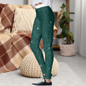 Fun Women White Green Blue Striped Sparkle Glitter Leggings