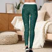 Fun Women White Green Blue Striped Sparkle Glitter Leggings