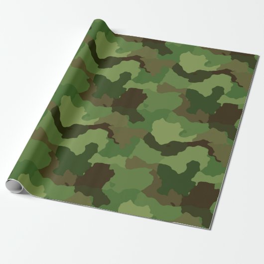 Fun Woodland Camouflage met grotere vormen Cadeaupapier (Uitgerold)