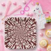 Fun woordherhaling spiraalcrème met ruw papier papieren bordje (Feest)