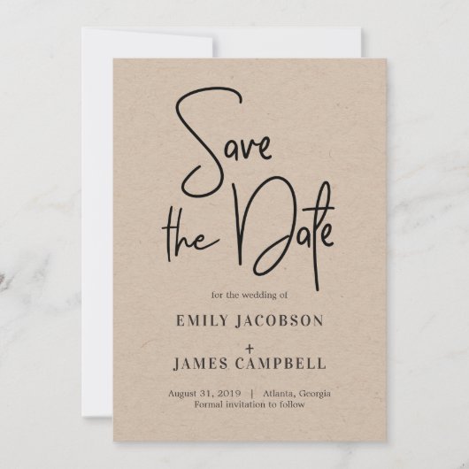 Fun Writing Save the Date Kaart Kraft (Voorkant)