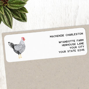 Fun Wyandotte Chicken Waterverf Retouradres Etiket